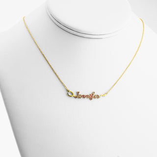 Sterling Silver Enamel Script Name Stethoscope Necklace