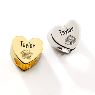 Personalized Heart Stethoscope Slide Charm – Silver, Gold & Rose Gold Plated
