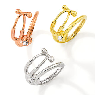 Rose Gold Plated Personalized Birthstone Stethoscope Wrap Ring