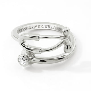 Silver Plated Personalized Birthstone Stethoscope Wrap Ring