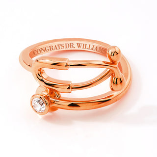 Rose Gold Plated Personalized Birthstone Stethoscope Wrap Ring