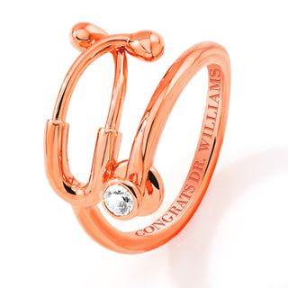 Rose Gold Plated Personalized Birthstone Stethoscope Wrap Ring