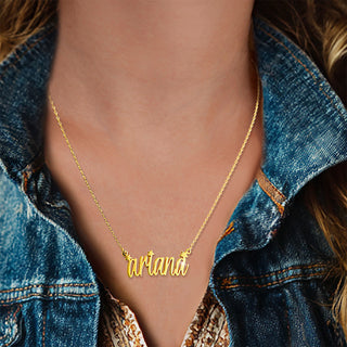 Lowercase Modern Script Name Necklace with Stars