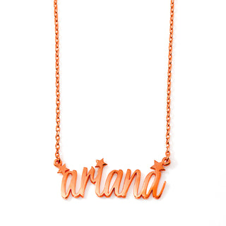 Lowercase Modern Script Name Necklace with Stars