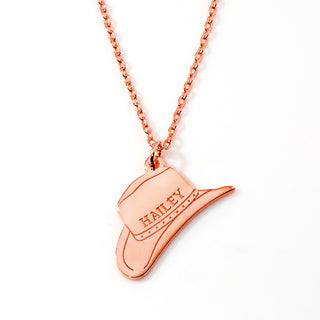 Personalized Cowboy Hat Charm Pendant Necklace