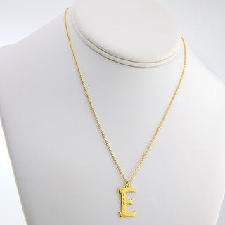 Initial with Engraved Name Necklace - Western Font Initial