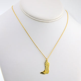 Engraved Cowboy Boot Charm Necklace