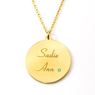 Personalized Cowboy Hat and Boot Disc Necklace with Birthstone