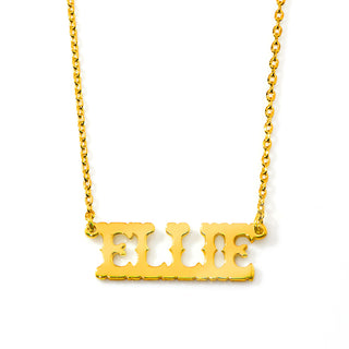 Western Font Uppercase Name Plaque Necklace - Personalized