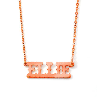 Western Font Uppercase Name Plaque Necklace - Personalized