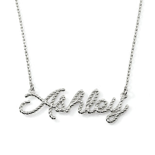 Personalized Roped Script Name Plaque Necklace