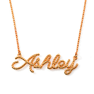 Personalized Roped Script Name Plaque Necklace