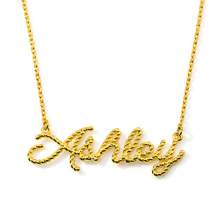 Personalized Roped Script Name Plaque Necklace