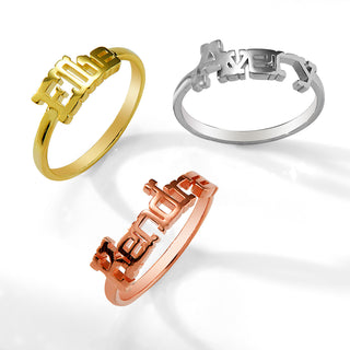 Personalized Western Font Name Plaque Ring - Silver Plated