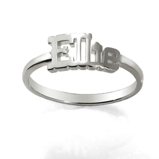 Personalized Western Font Name Plaque Ring - Silver Plated