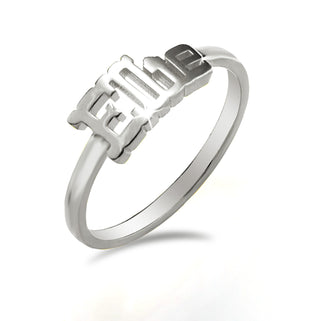 Personalized Western Font Name Plaque Ring - Silver Plated