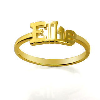 Personalized Western Font Name Plaque Ring - Gold Plated