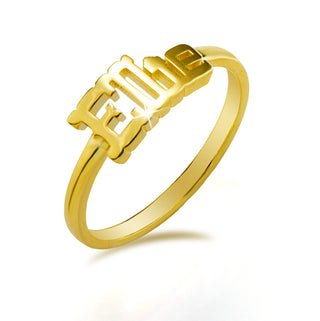 Personalized Western Font Name Plaque Ring - Gold Plated