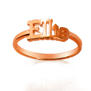 Personalized Western Font Name Plaque Ring - Rose Gold Plated