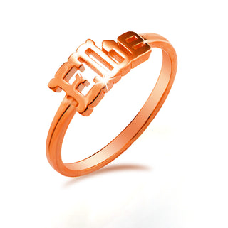 Personalized Western Font Name Plaque Ring - Rose Gold Plated