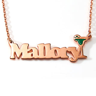 Personalized Name Necklace with Enamel Margarita Accent