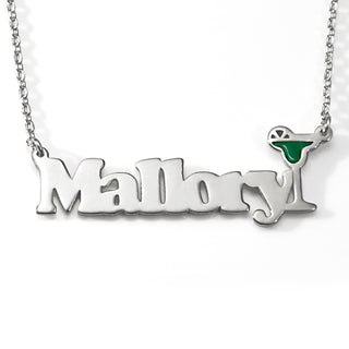 Personalized Name Necklace with Enamel Margarita Accent