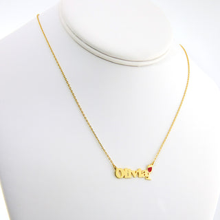 Personalized Name Necklace with Enamel Martini Accent