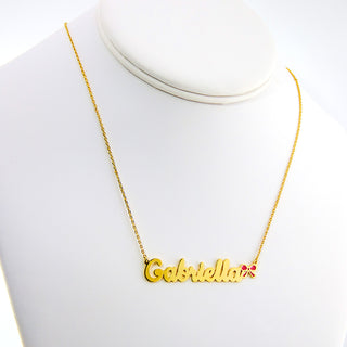 Personalized Script Name Necklace with Enamel Bow Accent