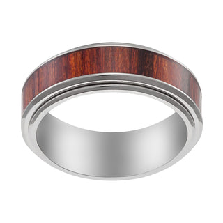 Men's Stainless Steel Wood Spinner Band - 7mm
