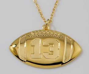 Personalized Football with Numbers Pendant Necklace- Choose from 3 Colors