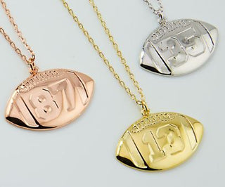 Personalized Football with Numbers Pendant Necklace- Choose from 3 Colors
