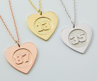 Personalized Embossed Heart with Numbers Pendant Necklace- Choose from 3 Colors