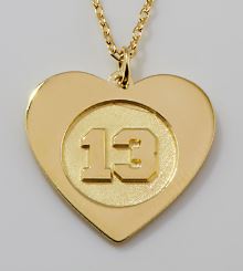 Personalized Embossed Heart with Numbers Pendant Necklace- Choose from 3 Colors