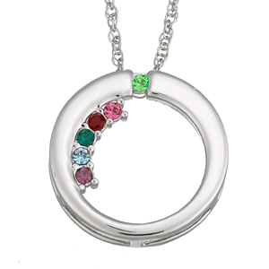 Sterling Silver Mother's Birthstone Circle Necklace