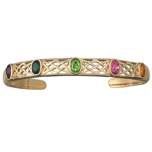 Mother's Oval Birthstone Celtic Knot Bangle Bracelet
