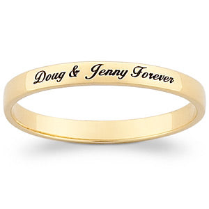 Slim Top-Engraved Message Band in Sterling Plated with 18K Gold
