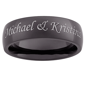 Black Stainless Steel Top-Engraved 7mm Band