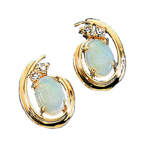 Genuine Opal and Crystal Swirl Earrings- Pierced