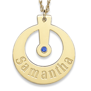 18K Gold over Sterling Birthstone Circle Name Necklace