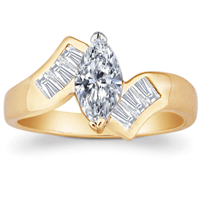 Marquise & Baguette CZ Engagement Ring