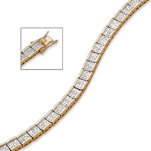 Genuine Diamond 14K Gold-Plated 8" Tennis Bracelet