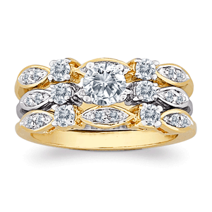 14K Gold Plated Radiant CZ 2-Piece Wedding Ring Set