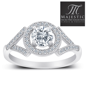 MAJESTIC MicroPave CZ Sterling Silver Solitaire Cradle Ring