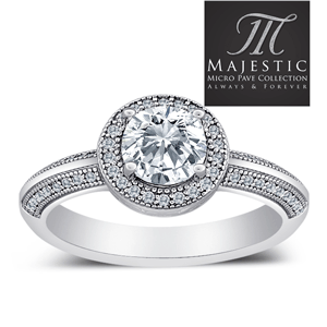 MAJESTIC MicroPave CZ Sterling Silver Vintage Solitaire Ring