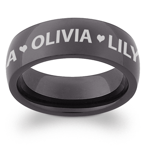 Black Stainless Steel Top-Engraved Name Band
