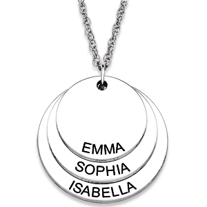 Sterling Silver Engraved Name Layered Disc Necklace