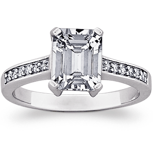 Sterling Silver Emerald-Cut CZ Engagement Ring