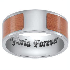 Titanium & Wood Engraved Message Flat Band