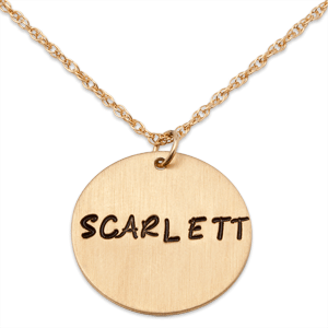 Gold over Sterling Hand Stamped Name Disc Pendant