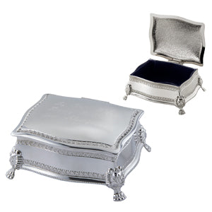 Silver Plated Personalized Figaro Rectangular Jewelry Box